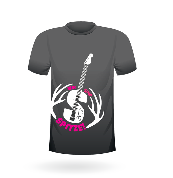 T- Shirt "Hirsch-Gitaar Logo" zwart/dames